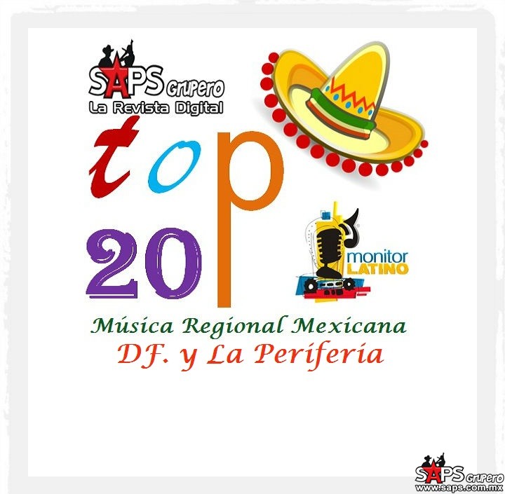 Top 20 de la Música Popular en el DF y la Periferia por Monitor Latino del 30 de Junio al 06 de Julio de 2014