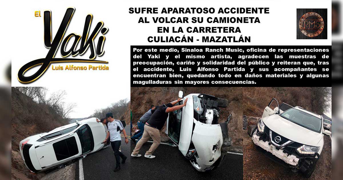 Luis Alfonso Partida “El Yaki” sufre accidente