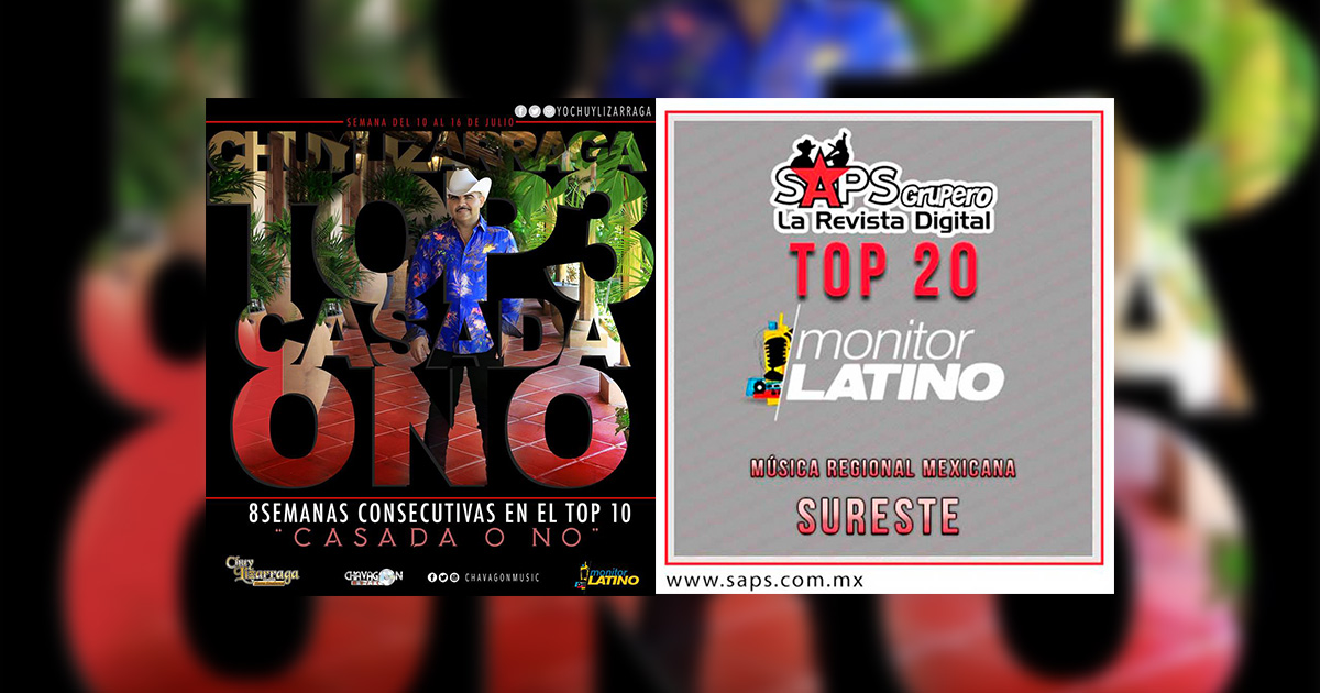 Top 20 de la Música Popular en el Sureste por monitorLATINO del 10 al 16 de Julio de 2017