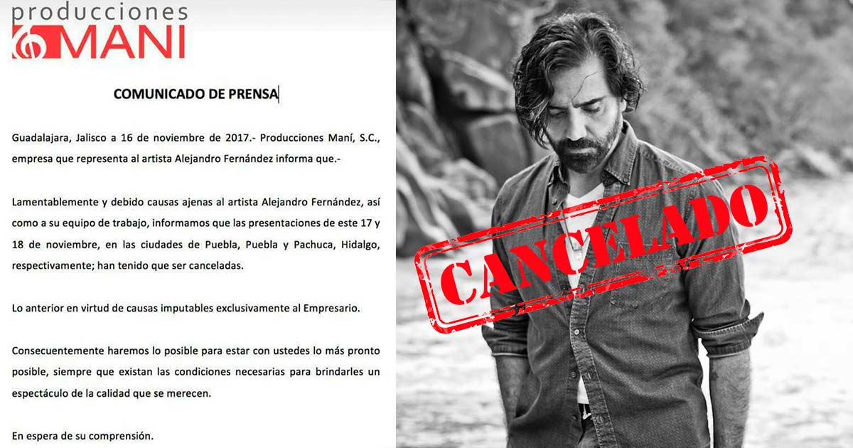 El “Potrillo” Alejandro Fernández cancela conciertos en Puebla y Pachuca