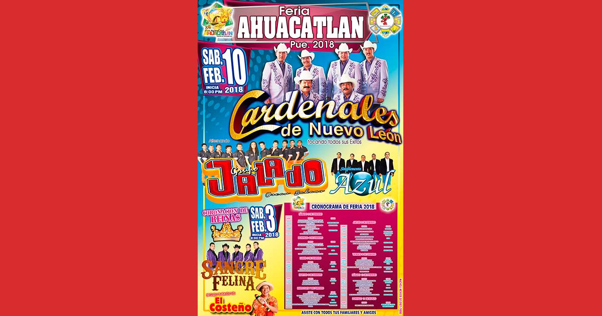 Grandes artistas se darán cita en la feria de Ahuacatlan, Puebla 2018