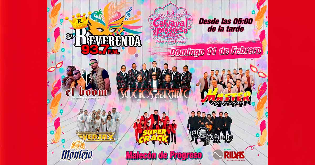 Los Socios Del Ritmo en el Carnaval de Progreso 2018 “Quien Lo Vive Lo Goza”, en Mérida, Yucatán el próximo 11 de Febrero
