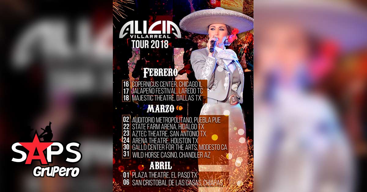 Alicia Villarreal y su Tour 2018 por los EUA y partes de la Republica Mexicana