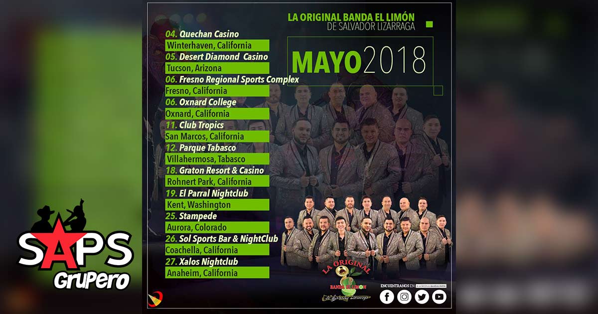 Agenda de presentaciones de La Original Banda El Limón