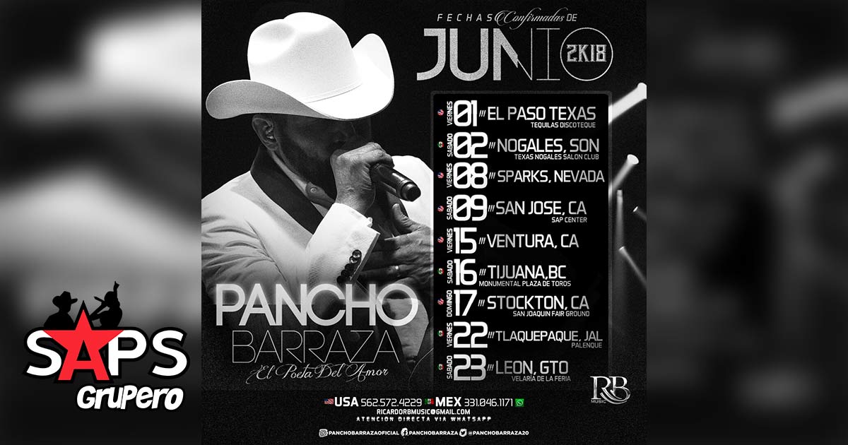 Agenda de presentaciones de Pancho Barraza