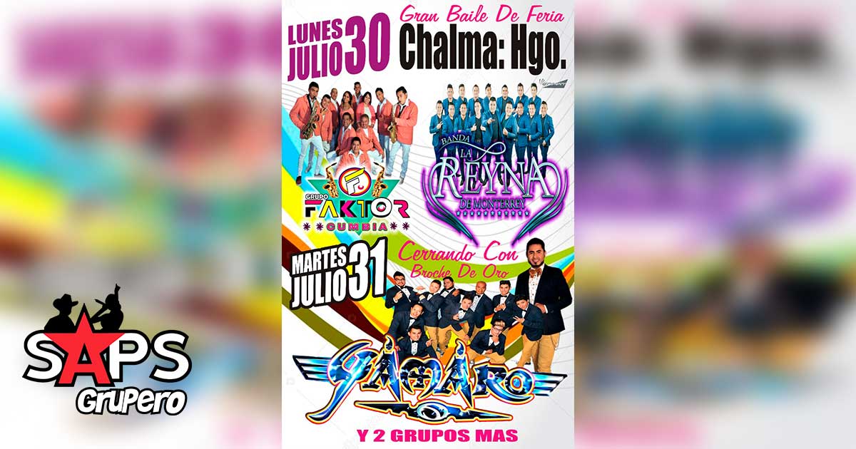 Grupo Yamaro el próximo 31 de Julio en el Gran Baile de Feria Chalma, Hidalgo
