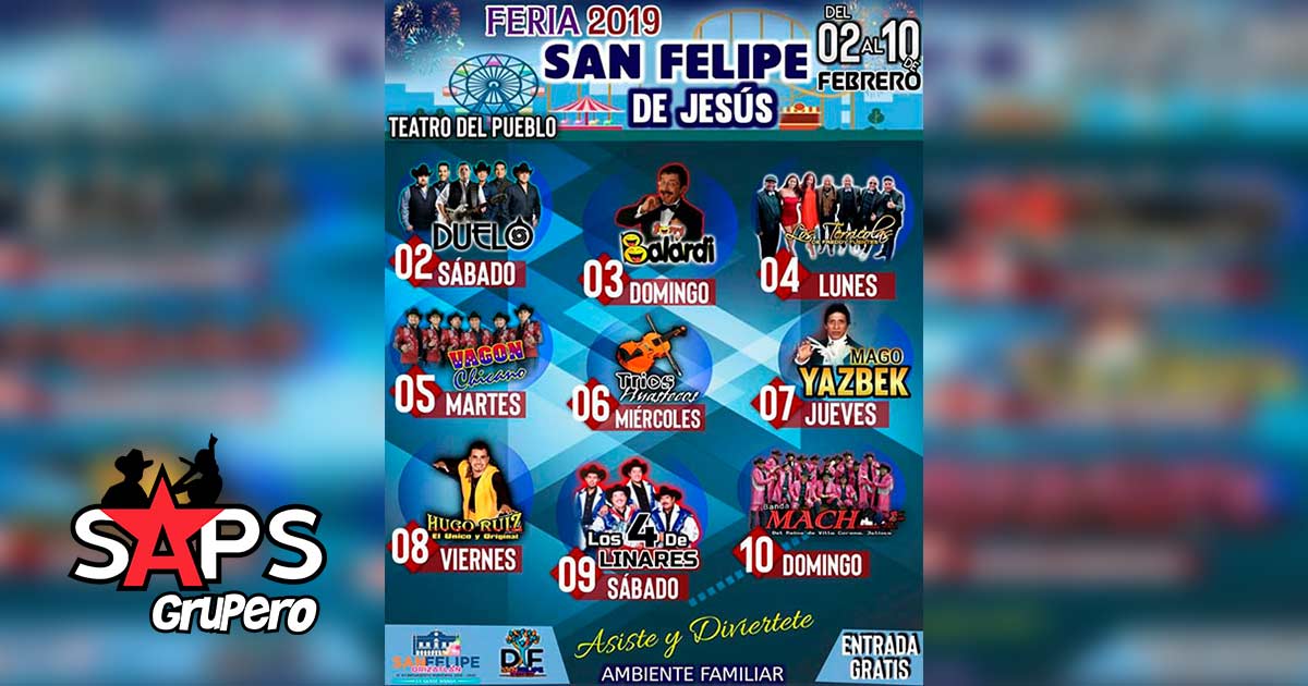 Feria San Felipe Orizatlán 2019, Cartelera Oficial