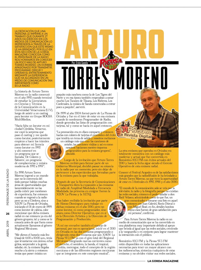 Arturo Torres Moreno - Personaje de la Radio