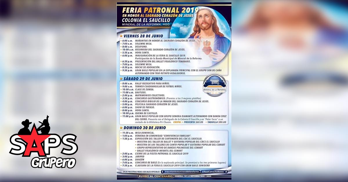 Feria Patronal el Saucillo, Mineral de la Reforma 2019 – Cartelera Oficial