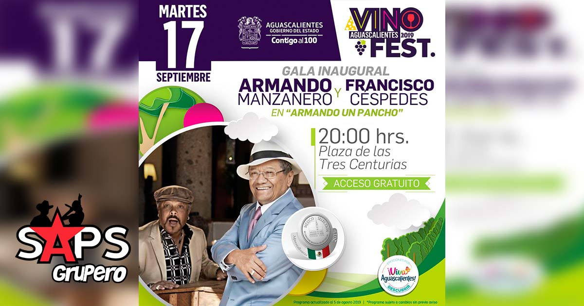 Armando Manzanero y Francisco Céspedes en el Vino Fest Aguascalientes 2019