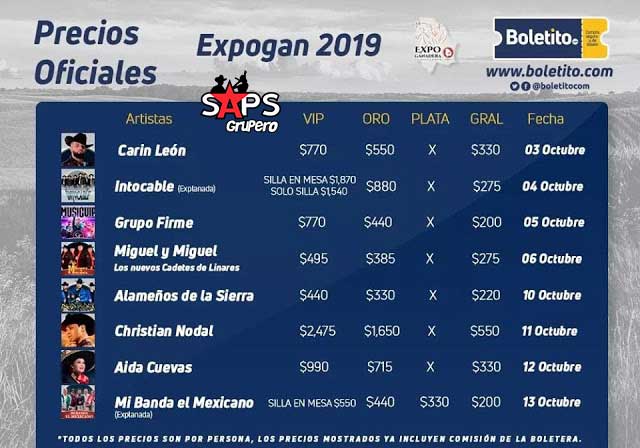 Cartelera Oficial, Expo Ganadera Chihuahua 2019