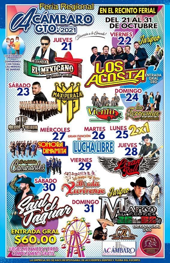 Feria Regional Acámbaro, Guanajuato 2021 – Cartelera Oficial